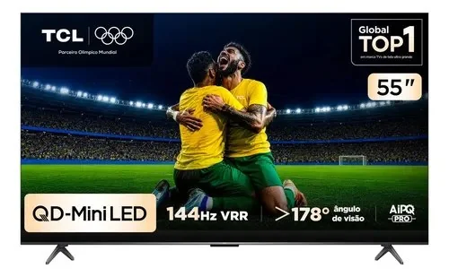 Smart Tv Tcl 55 Polegadas Qled Mini Led 4k C6k Wifi Bluetooth Google Tv 4 Hdmi 144hz Hdr10+ 55c6k
