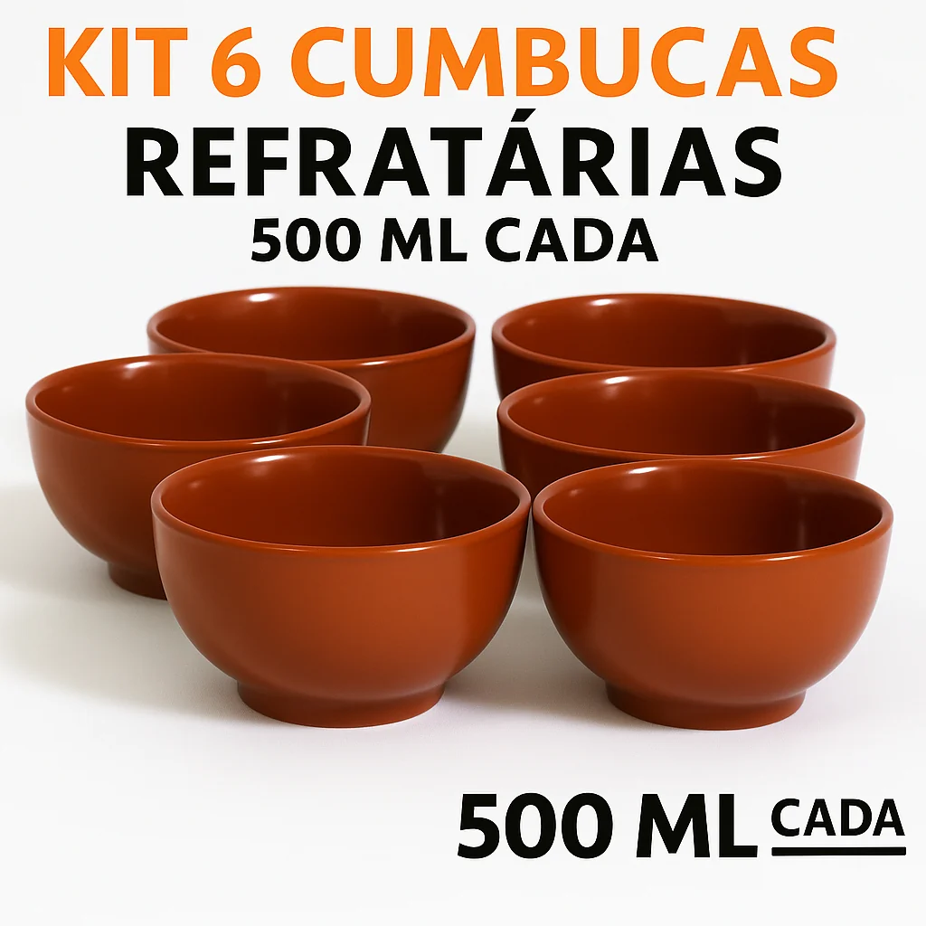 Kit 6 Cumbucas Refratárias 500 ml Porcelana Marrom Ideal Para Feijoada, Caldos, Sorvetes e Açaí Shopee