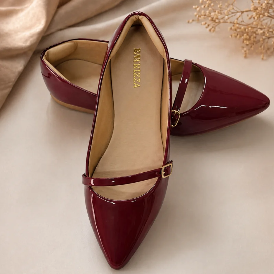 Sapatilha Feminina Bico Fino Verniz Tira Fivela Elegância Conforto Estilo Atemporal Trabalhar Mães Shopee