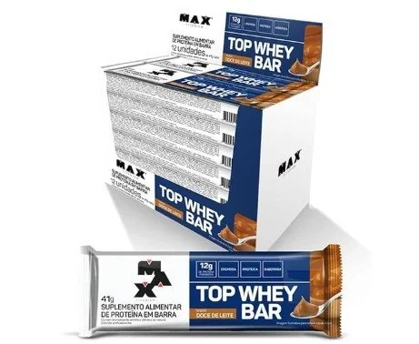 Max Titanium Top Whey Bar 12 Unidades De 41G (Doce De Leite)
