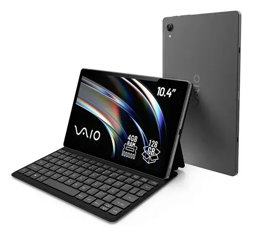 Tablet Vaio Tl10 4gb Ram 128gb Octa-core, Tela 10.4 2k, 4g Wifi Dual Band, Câmera 8mp + Selfie 5mp, 7000mah, Android 16, Com Teclado Magnético De Conexão Inteligente  Preto