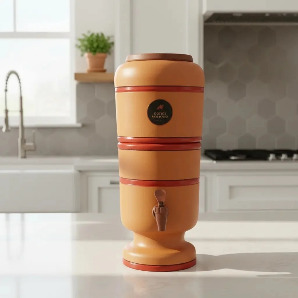 Filtro De Barro Completo 2 Litros Total 4l Tripla Ação Bóia Marrom