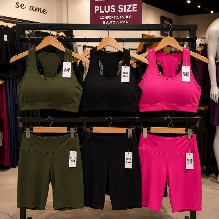 Kit 3 Conjunto Top Short Academia Plus Size Feminino Mercado Livre
