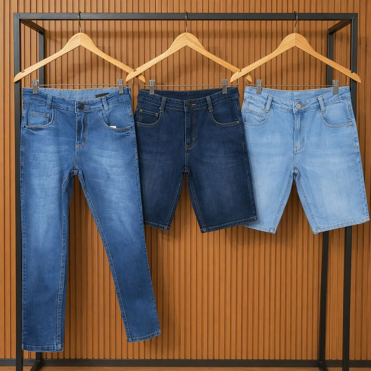 Kit 2 Bermudas + 1 Calça Jeans Masculina Skinny Mercado Livre