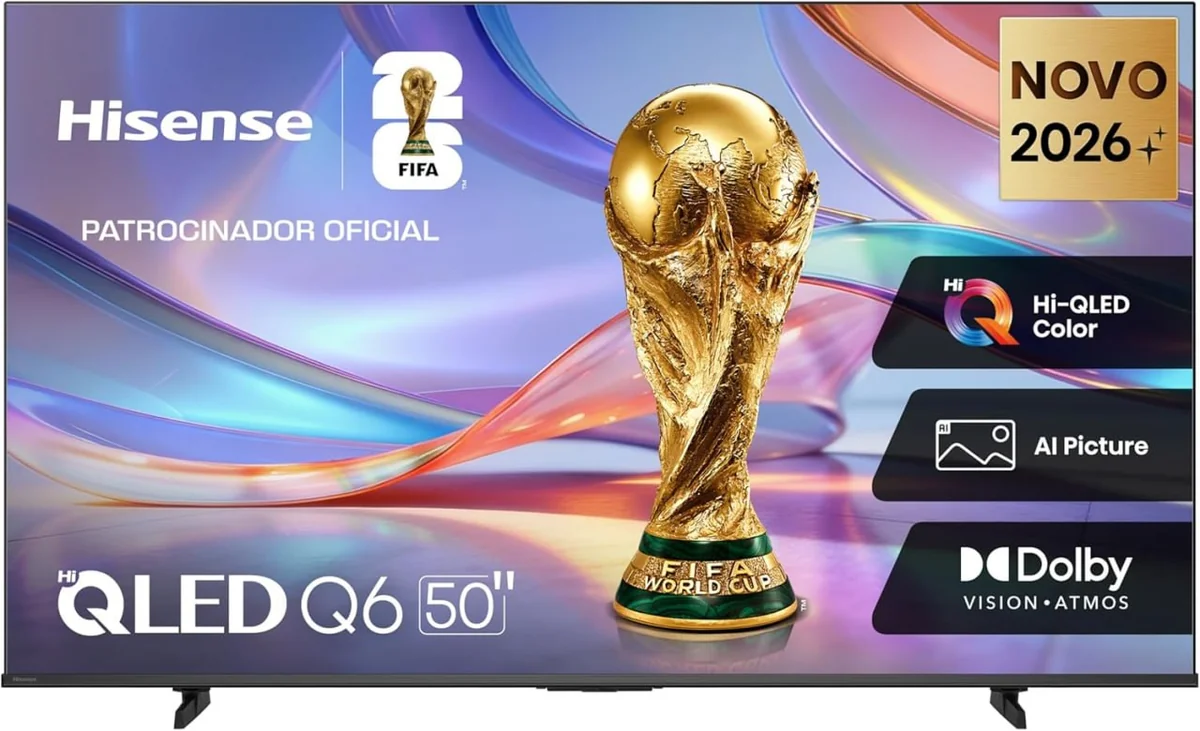 🔥 PARCELADO! Hisense Smart TV 4K 50" Polegadas 50Q6QVV com Processador AI, Dolby Vision, HDR10+, HLG, Filmmaker Mode, Dolby Gaming, Dolby Atmos, MiraCast e Compatibilidade Alexa e Google
