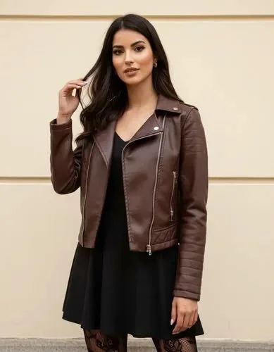 Jaqueta Feminina Couro Sintético Premium Blogueira Inverno Marrom Mercado Livre