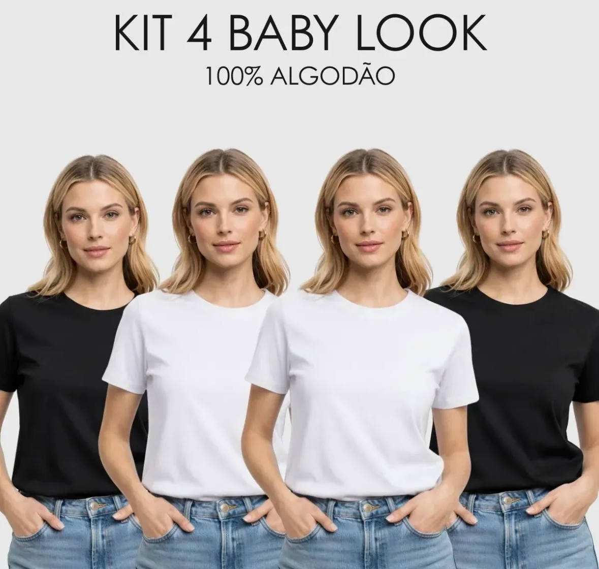 Kit 4 Blusas Lisas 100% Algodão Baby Look Blusinha Premium Mercado Livre