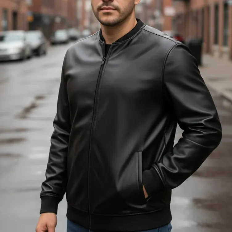 [Regional] Jaqueta Bomber Courino Masculina Preta Com Zíper Mercado Livre