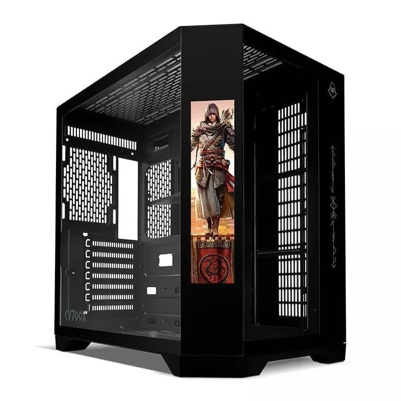 Gabinete Gamer Mancer CV700X, Mid-Tower, Com Tela LCD, Lateral de Vidro, Preto, MCR-CV700X-BK