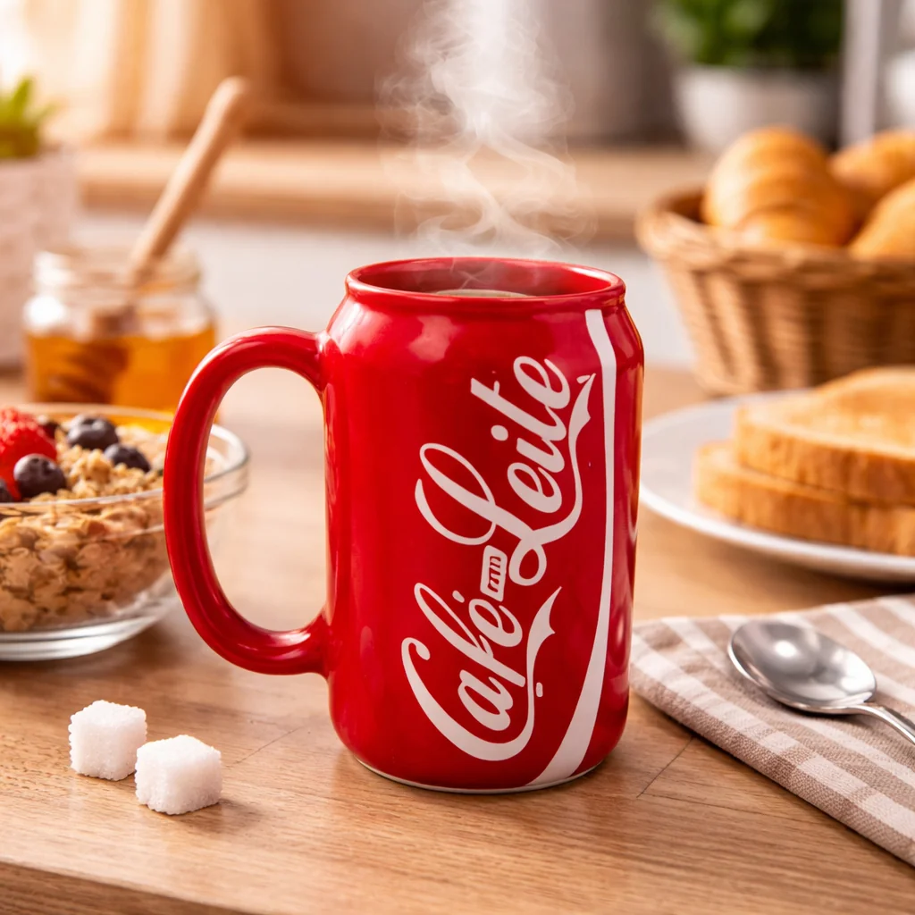 Caneca Café com leite formato lata de coca cola 350ml porcelana Shopee