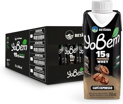 Pack YoBem Bebida Proteica Café Expresso 15g de Proteínas Whey - 12 Unidades