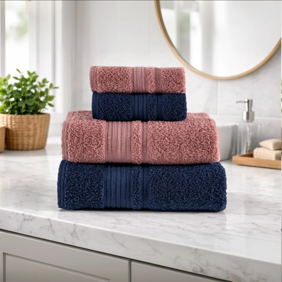 Jogo De Toalhas Altenburg Tóquio Banho 4 Roxo Mellow E Azul Deep Liso