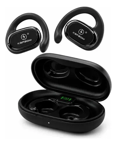 Fone Bluetooth 5.3 Tws Sem Fio Esportivo Gancho Premium Preto