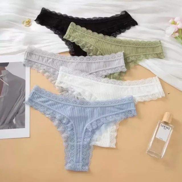 Kit 5 Calcinhas De Algodão Com Renda Shopee
