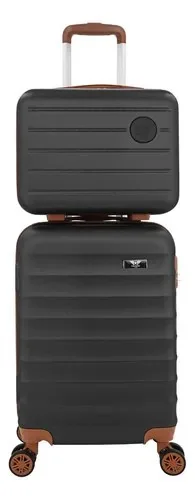 Kit Mala De Viagem Bordo Mão Pequena 10kg Abs Cadeado 360 Cor Preto Dubai