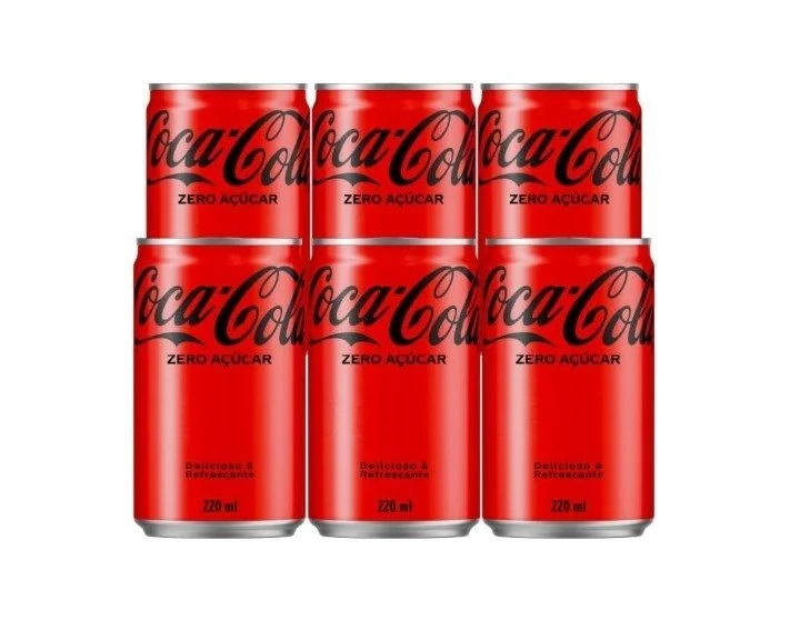 Pack de Coca-Cola sem açucar Lata 220mL 6 unidades