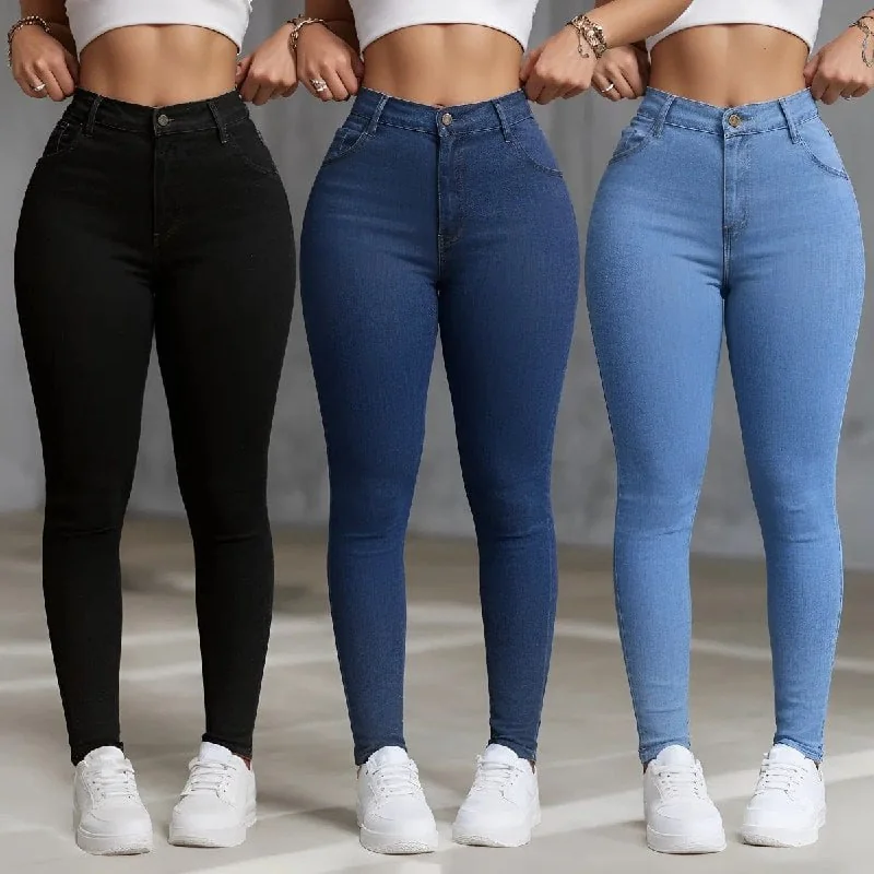 Kit 3 Calças Jeans Feminina Skinny Cintura Alta com Elastano Mercado Livre
