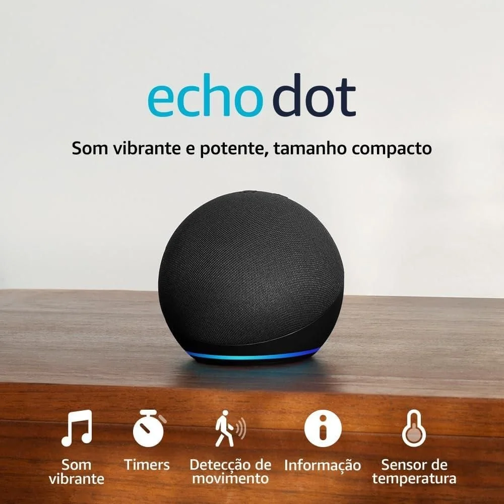 🔥 PARCELADO! Echo Dot (Geração mais recente) | Smart speaker com Alexa, som vibrante e potente, Wi-Fi e Bluetooth | Cor Preta, com Acesso Antecipado à Alexa+