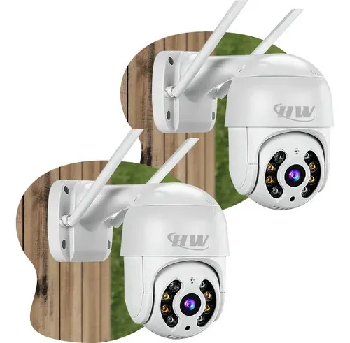 Kit 2 Câmera Segurança Ip Interna Externa Wifi Icsee Infravermelho Prova Dágua - Hw Branco