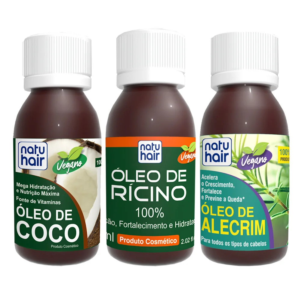 Kit Terapia Capilar Óleo de Coco + Rícino + Alecrim Natuhair 60ml Shopee