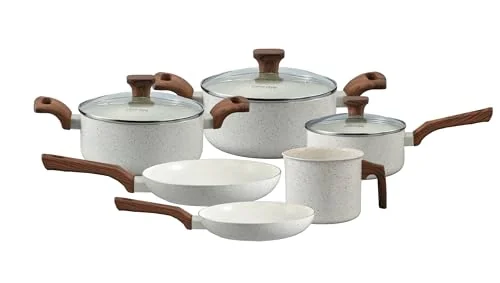 🚀 Mimo Style, Conjunto de 6 Panelas Pratic Cook Marmol Compatível com Fogão por Indução