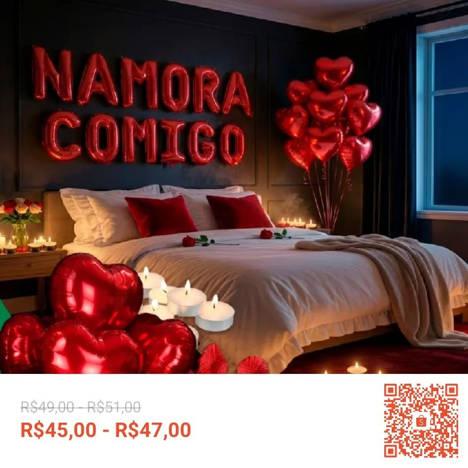 Kit Decoração Romântica 500 Pétalas + 10 Velas + 10 Balões + Casa Comigo OU Namora Comigo