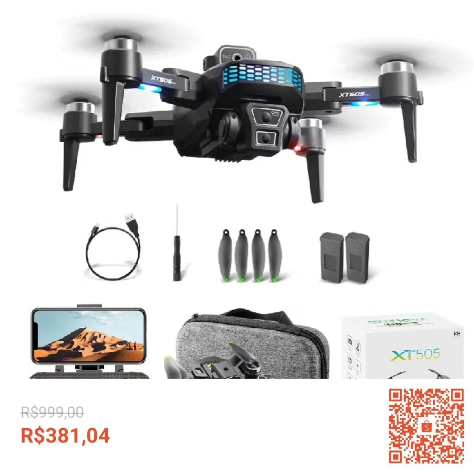XT505 GPS Drone aéreo profissional sem escovas com câmara HD 4K e GPS + 2 baterias