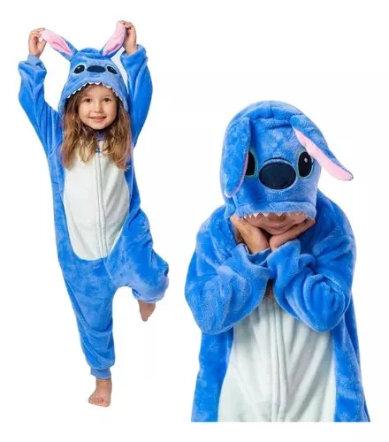 Pijama Macacão Menina Infantil Kigurumi De Pelúcia Com Zíper