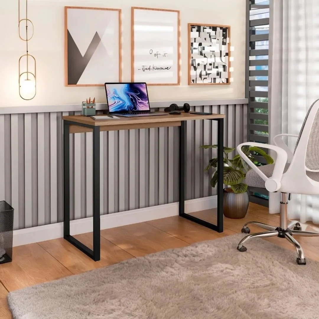 Escrivaninha Industrial Mesa Estudo Aparador Office Aço Mdf