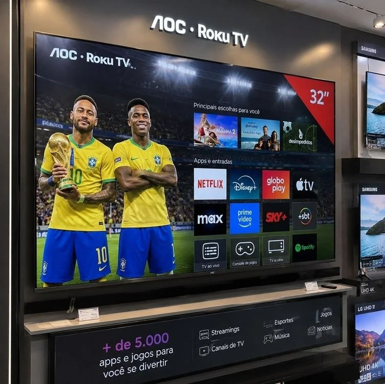 🚀 Smart TV LCD LED 32" AOC 32S5155/78G - Wi-Fi, HD, Quad Core, Dolby Áudio, 60 Hz