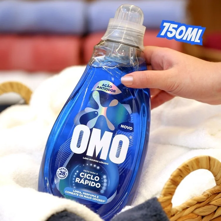 Lava-Roupas Líquido Omo Ciclo Rápido Ação Antiodor Frasco 750ml