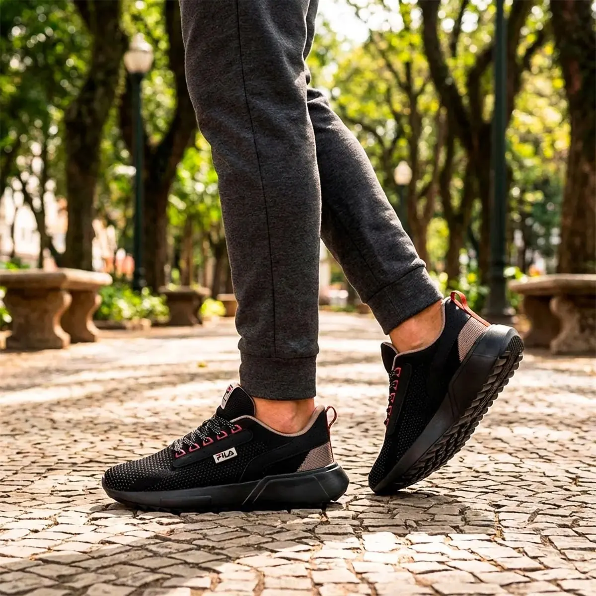 Tênis Masculino Freestyle Ii Fila Preto/oliva/marrom Avermelhado Lisa 41 Br