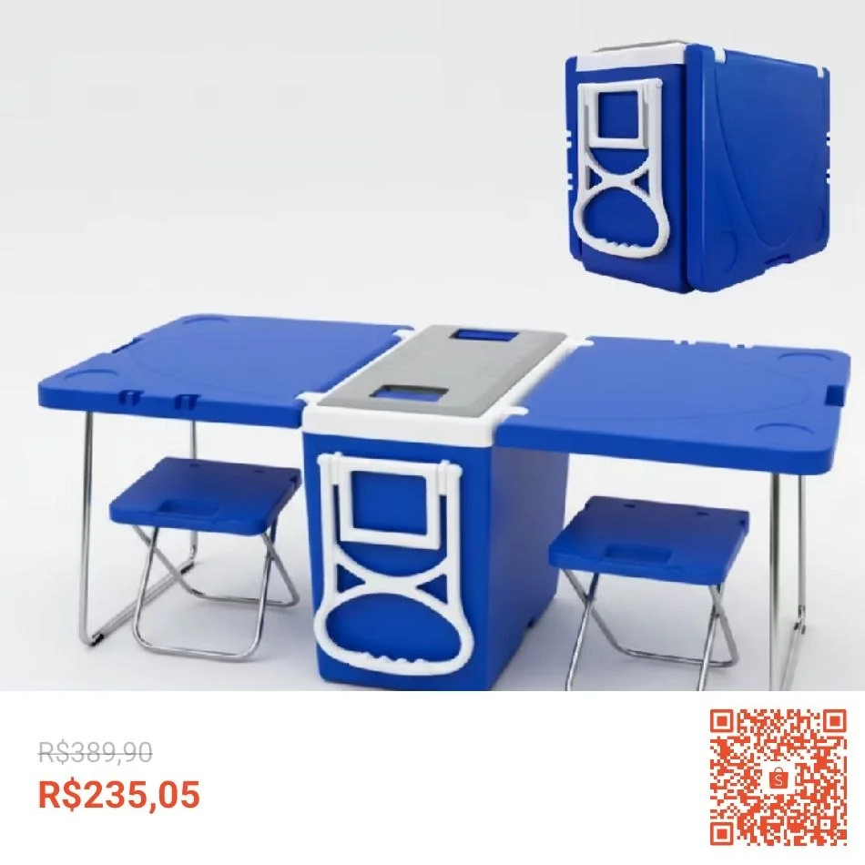 Cooler Caixa Térmica 5 x 1 Multifuncional 32L com Mesinha e Banqueta