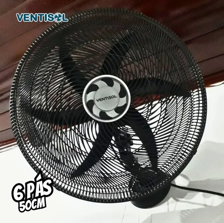 Ventisol Ventilador Osc Parede monta facil 50cm 6p preto 220v premium