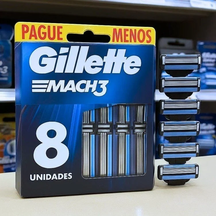 Gillette Mach3, Carga para Aparelho de Barbear com 3 Lâminas 8 Unidades