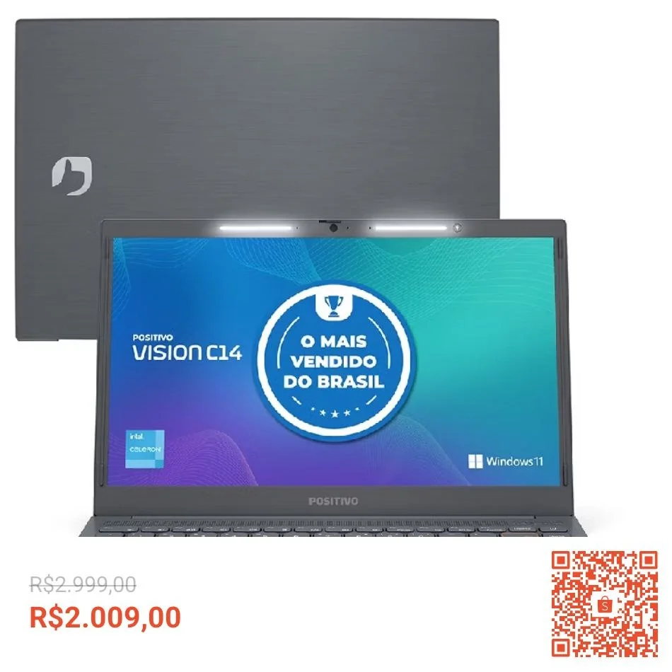 🚀 Notebook Positivo Vision C14 Lumina BAR Intel Celeron N4500 Windows 11 Home 8GB RAM 128GB eMMC 14"