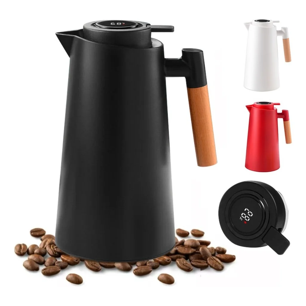Garrafa Térmica de Café, 1 Litro Garrafa Térmica Com Termômetro Led Para Chás / Design Moderno Shopee