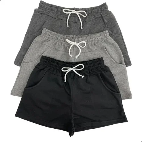 Kit 3 Shorts Feminino Curto Basico Tecido Para O Calor Fresh