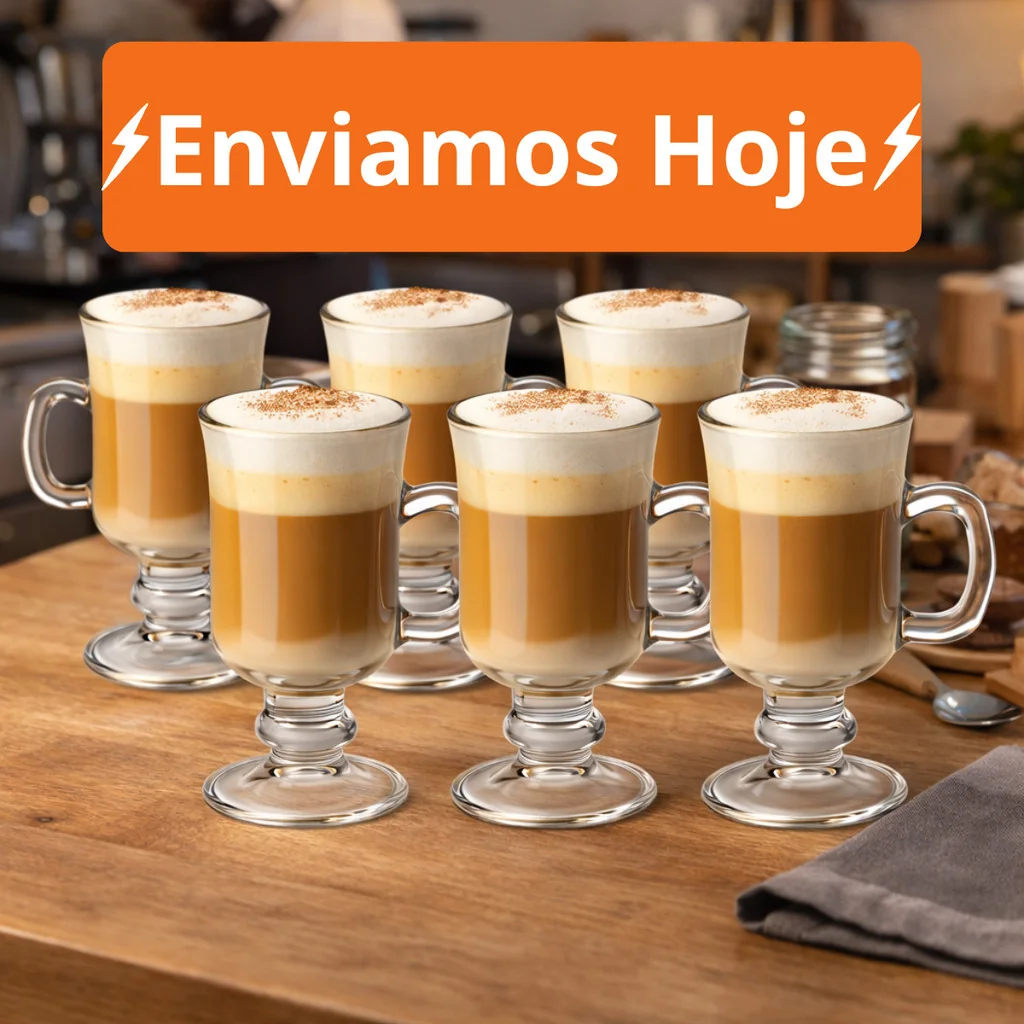 Canecas Vidro Capuccino Versátil Premium Com Alça 230ml Shopee