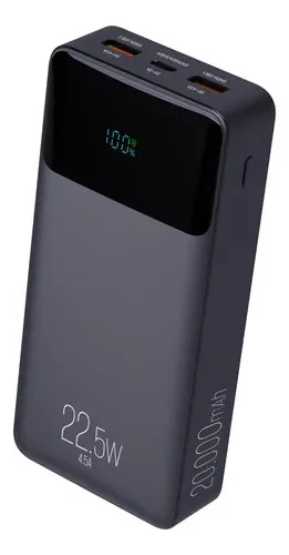 Power Bank Pro 20000mah ELG Pb200bk, Bateria Portátil Universal, Carga Rápida, Display Indicador, Entradas Micro Usb E Usb-c, 2 Portas Usb-a, Pd+qc3.0, Preto