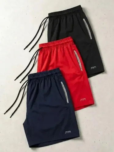 🚀 Kit 3 Bermuda Masculina Tactel Com Elastano Academia Treino