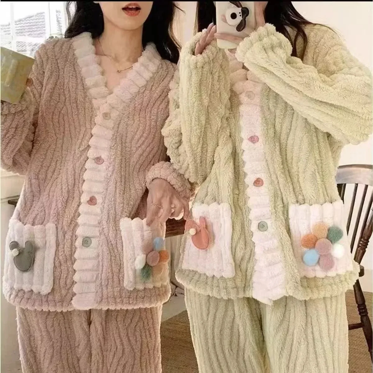 Conjunto de Pijama Feminino Inverno Soft Manga Longa e Calça Longa Shopee