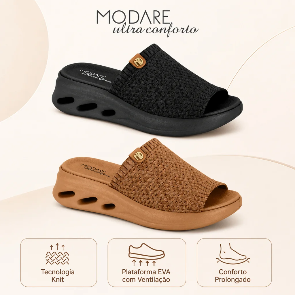 Tamanco Modare Ultraconforto Knit Slide Plataforma Leve Confortavel | Lançamento Original ! Shopee