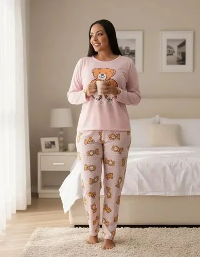 Pijama de Frio Camisa e Calça de Malha Urso Rosa G (42/44) Mercado Livre