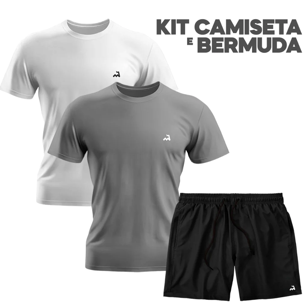 Kit 2 Camiseta Dryfit e 1 Shorts Tactel Masculino Bermuda de Academia Treino Corrida Esportes Praia Shopee