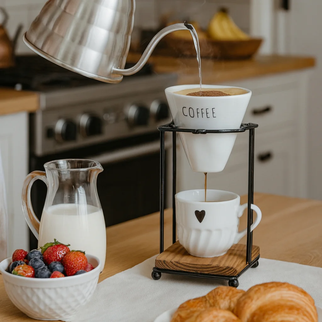 Kit Coador de Café Suporte Quadrado Porcelana Caneca 250ml Mesa Posta Presente Dia dos Namorados Shopee