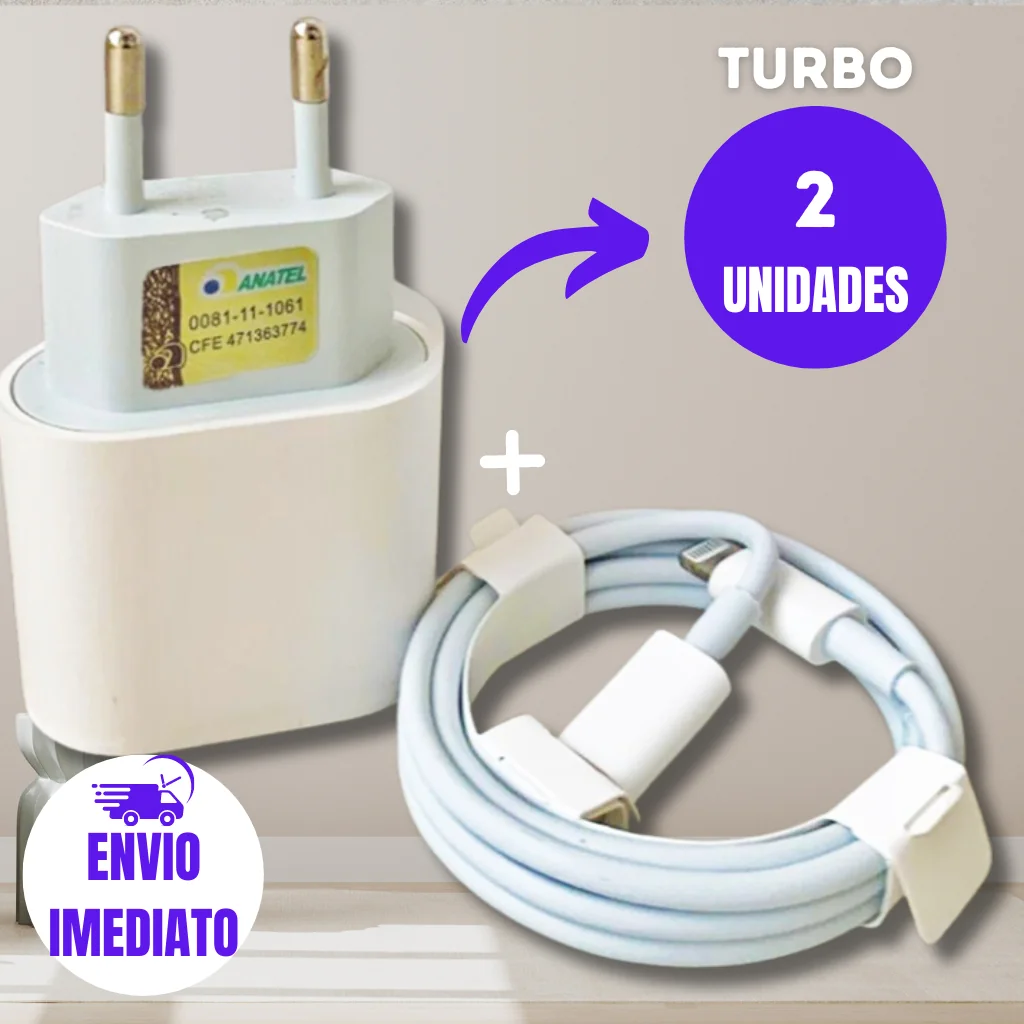 Carregador Turbo IPhone Fonte e Cabo tipo c Shopee