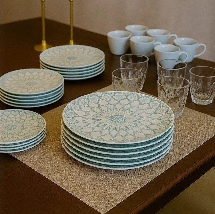 Aparelho De Jantar E Chá 20 Peças Donna Mandala Azul