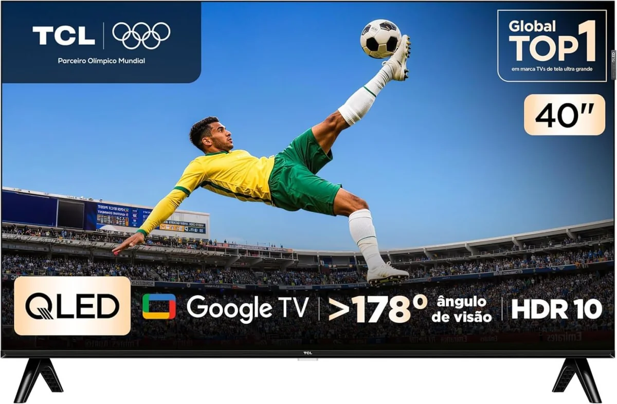TCL, Smart TV, 40 Polegadas, FHD QLED, WiFi, Bluetooth, Google TV, 2 HDMI, HDR10, Dolby Audio, 40S5K