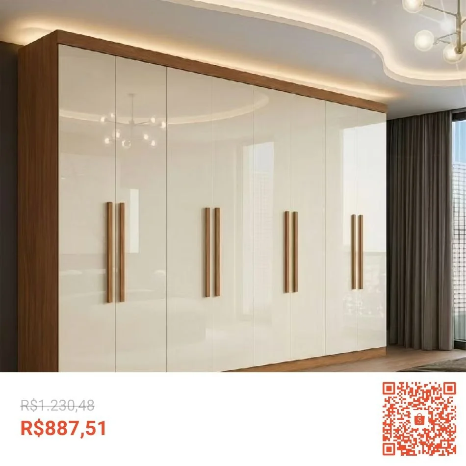Guarda Roupa Casal 8 Portas 4 Gavetas Paris Espresso Móveis Cinamomo/Off White
